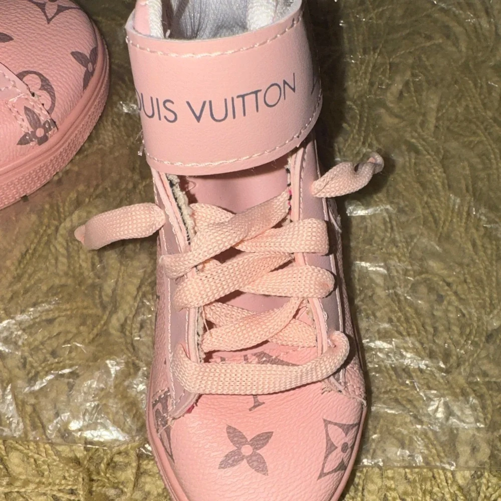 Kids Pink Monogram Sneakers - Picture 7 of 11